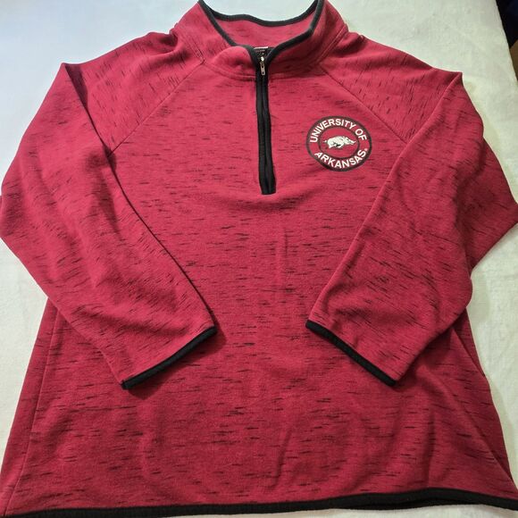 Arkansas Razorbacks Womens 1/4 Zip Pullover Fleece Crimson Red SZ XL - Picture 1 of 6